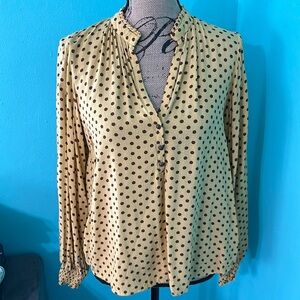 Anthropologie Maeve Polka Dot Longsleeve Blouse Top S